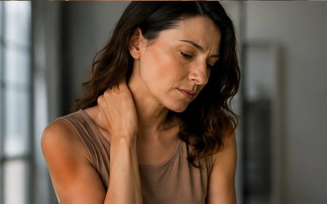 Mulher com expressão de desconforto — queda de libido e ressecamento